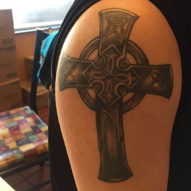 Celtic Cross Shoulder Tattoos