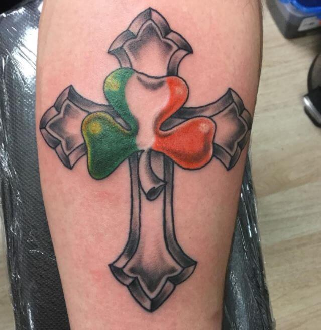 Celtic Cross Tattoos With Shamrock