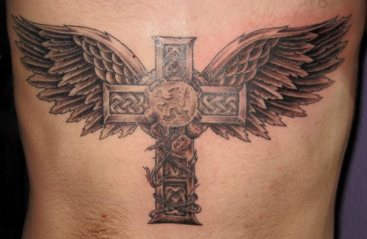 Celtic Cross With Wings Tattoos
