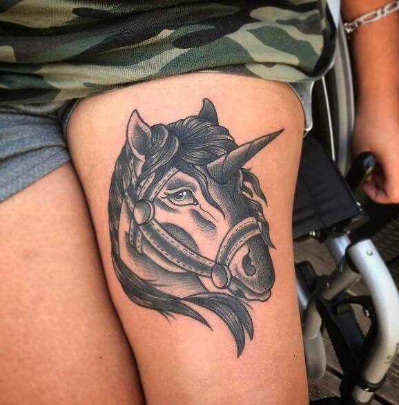 Unicorn Tattoos For Girl On Thigh