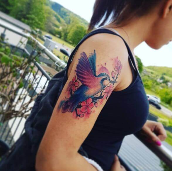 Watercolor Humming Bird Girly Tattoos