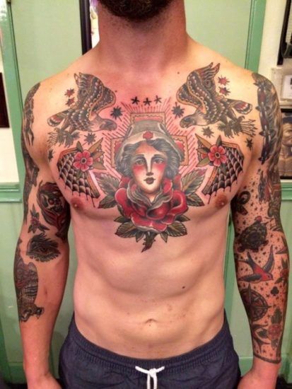 Chest Tattoo Pieces Ideas Pictures (101)