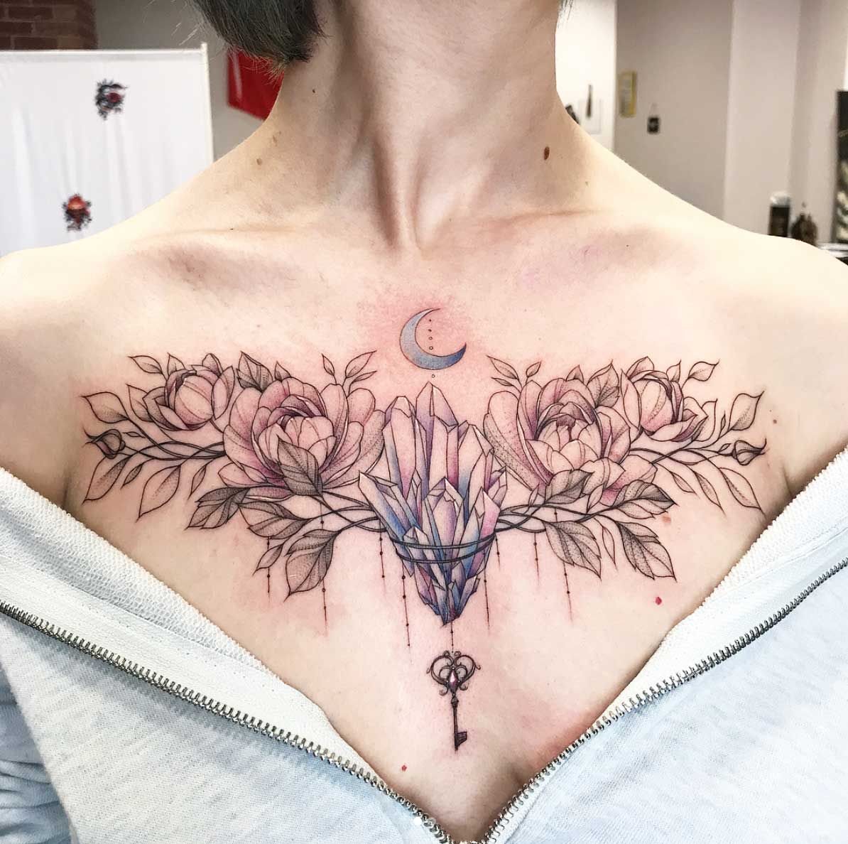Female Chest Tattoo Pictures Ideas (106)