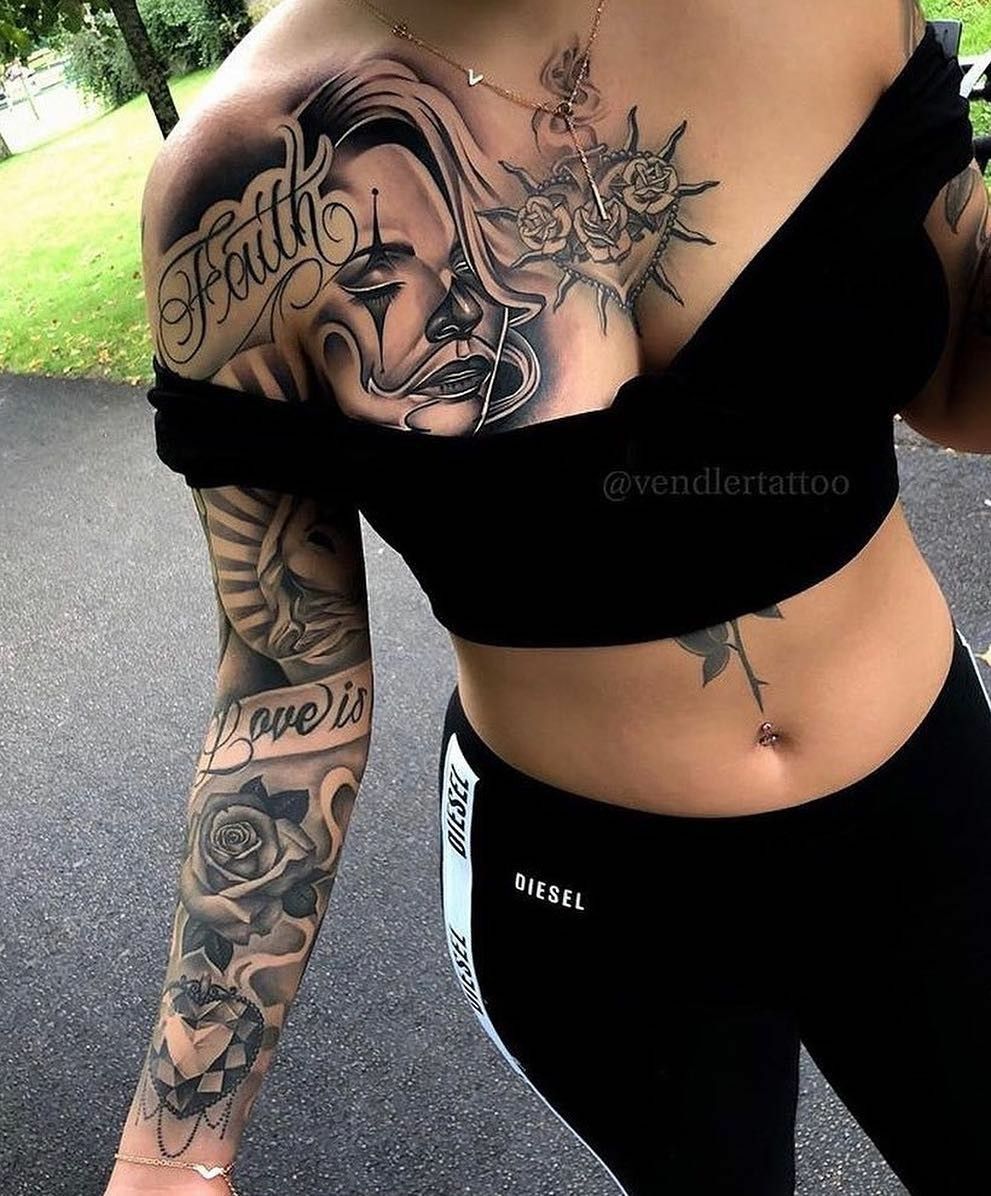 Women with tattoos on their breast