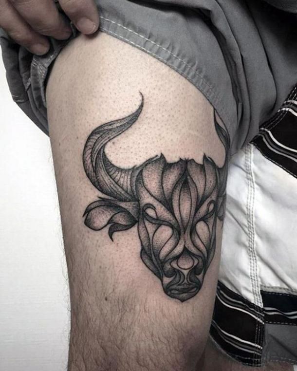 Small Simple Bull Tattoo Designs (182)