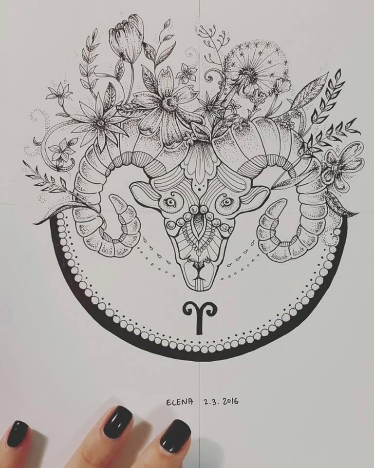 Aries Zodiac Symbol Tattoos (48)
