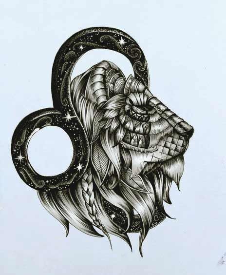 Leo Zodiac Horoscope Sign Symbol Tattoo Designs (205)