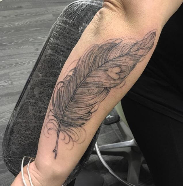 Feather Forearm Tattoos For Men