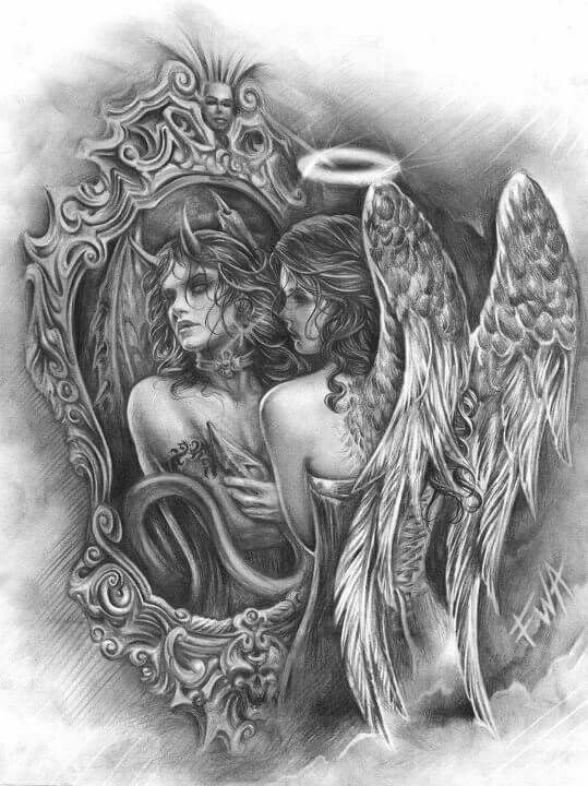 Half Angel Half Devil Tattoo Designs (118)