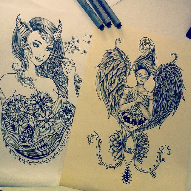 Half Angel Half Devil Tattoo Designs (142)