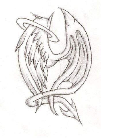 Half Angel Half Devil Tattoo Designs (207)