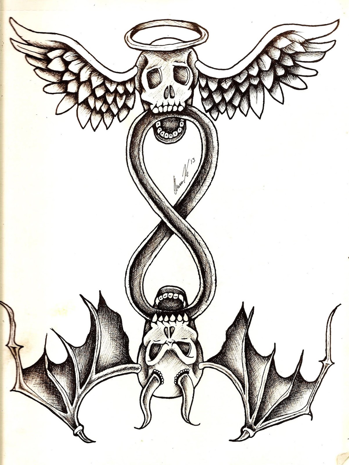 Half Angel Half Devil Tattoo Designs (32)