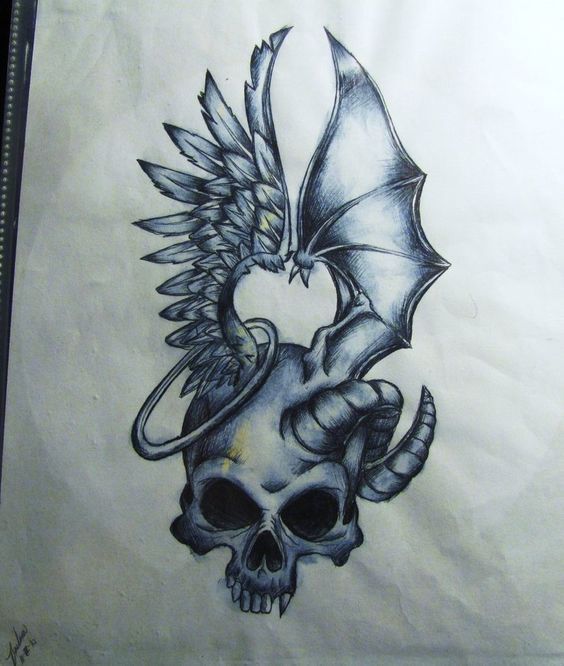 Half Angel Half Devil Tattoo Designs (56)
