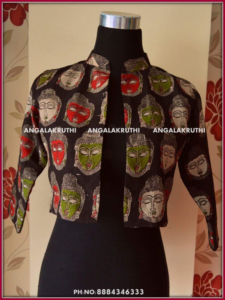 Kalamkari Saree Work Blouse Designs (119)