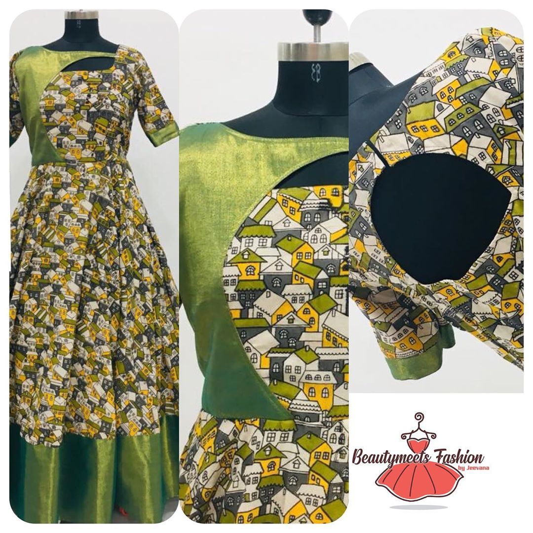 Kalamkari Saree Work Blouse Designs (196)