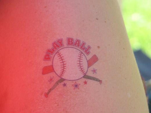 Baseball Tattoo Player Cross Bat (100)