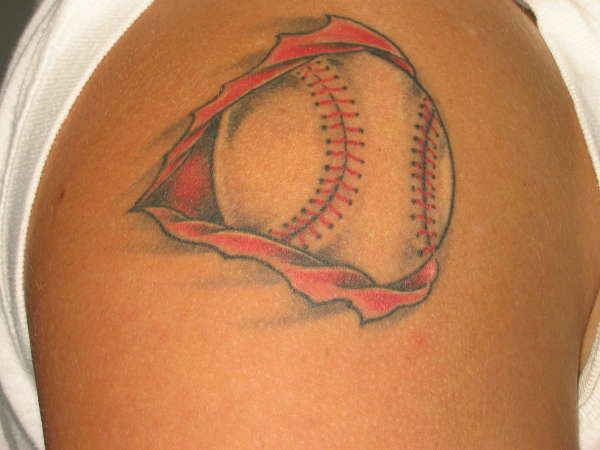 Baseball Tattoo Player Cross Bat (127)