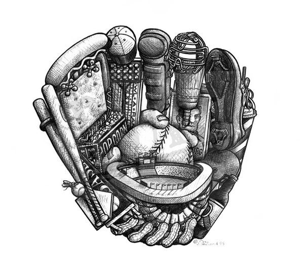 Baseball Tattoo Player Cross Bat (135)