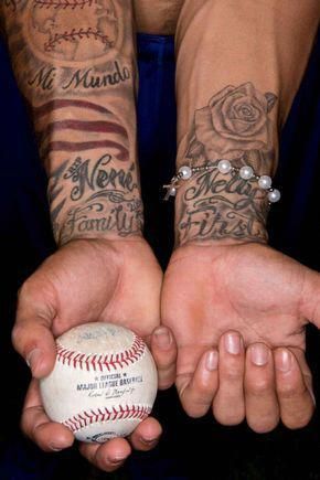 Baseball Tattoo Player Cross Bat (177)