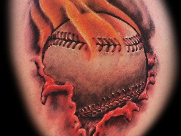 Baseball Tattoo Player Cross Bat (64)
