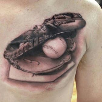 Baseball Tattoo Player Cross Bat (80)