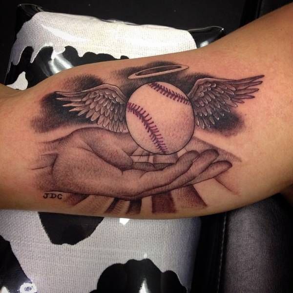 Baseball Tattoo Player Cross Bat (91)