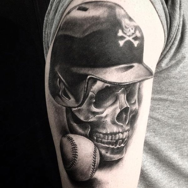 Baseball Tattoo Player Cross Bat (95)
