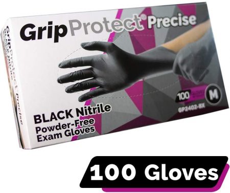 GripProtect® Precise Black Nitrile Exam Gloves,
