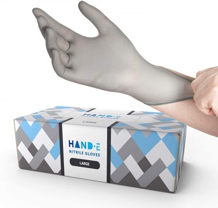 Hand E Touch Disposable Grey Nitrile Gloves Large