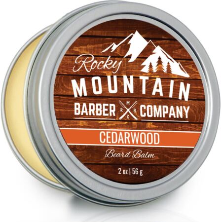 Beard Balm Rocky Mountain Barber 100% Natural Premium Wax Blend With Cedarwood Scent, Nutrient Rich Bees Wax, Jojoba, Tea Tree, Coconut Oil