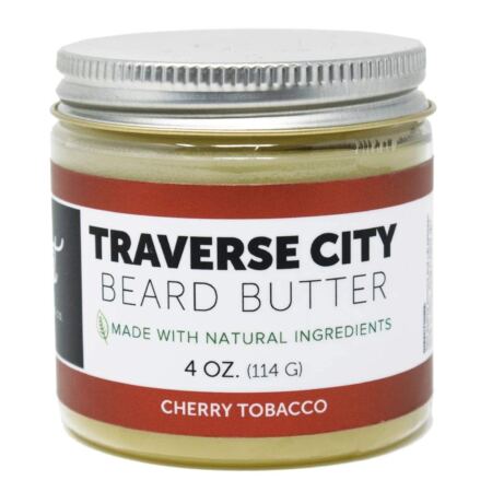 Detroit Grooming Co. Beard Butter Traverse City Cherry Tobacco Scent For Men Strong Hold Beard Balm For Best Styling (4oz)