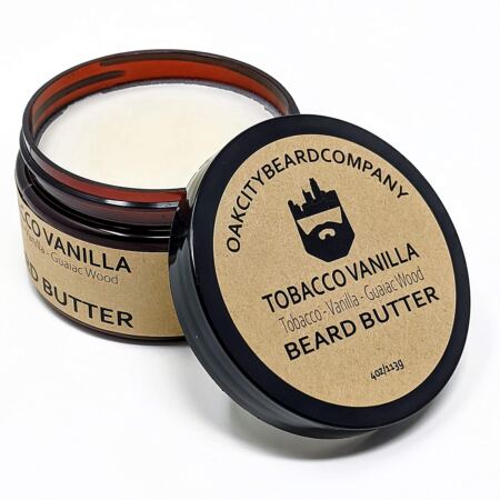 OakCityBeardCo. Tobacco Vanilla 4 Ounce Beard Butter Beard Conditioner Tobacco Vanilla Guaiac Wood
