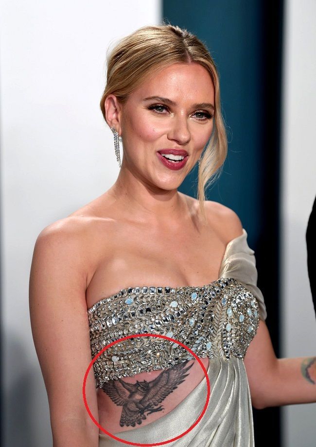 Scarlett Johansson Flying Owl Tattoos