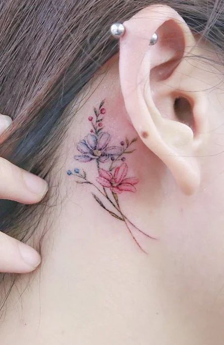 Behind The Ear Tattoos Designs 11