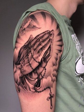 250+ Impressive Praying Hands Tattoo Designs with Meanings (2022 ...
