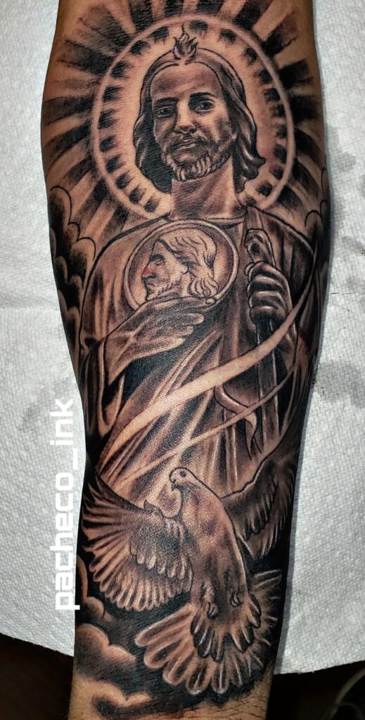 san judas tattoo sleeve - bestpricescoscohighbackboostersquar