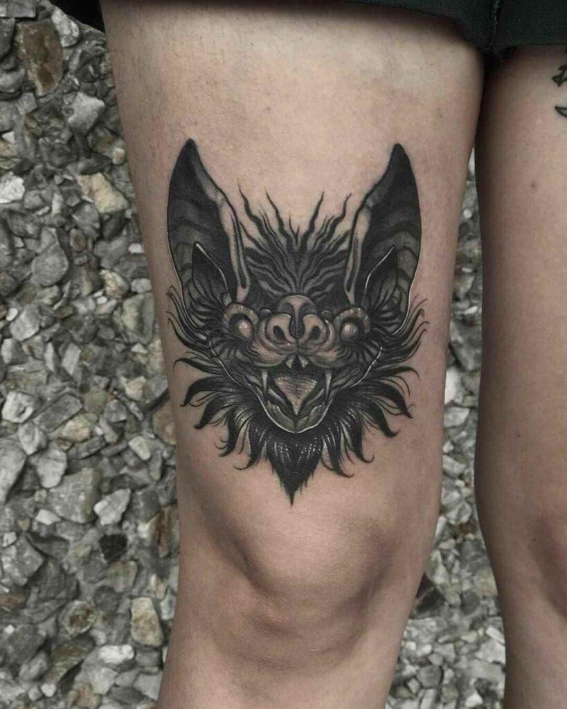 traditional bat head tattoo