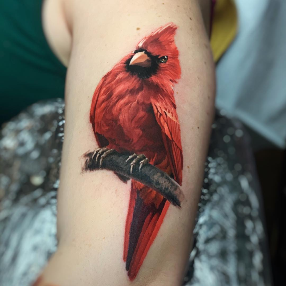 female cardinal tattoo