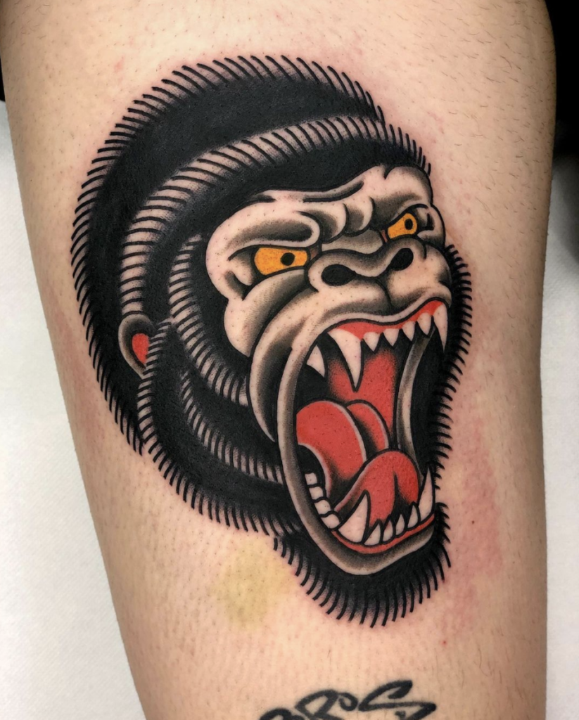 traditional gorilla head tattoo