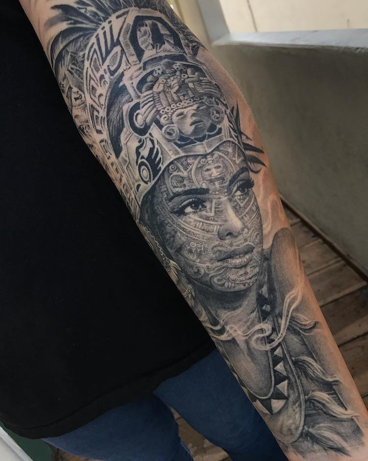 mayan tattoo sleeve