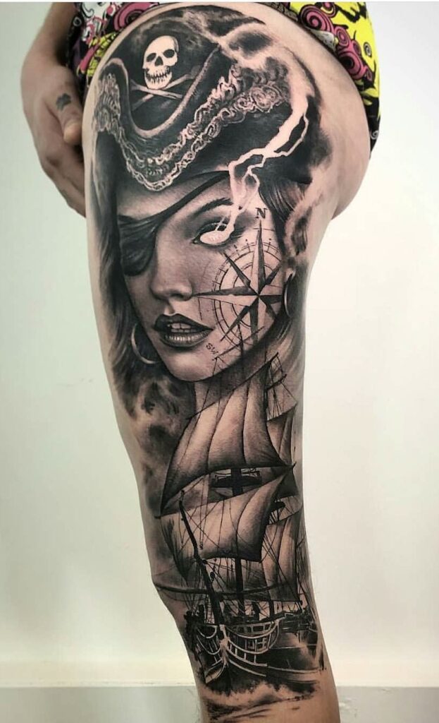 traditional pirate tattoo sleeve