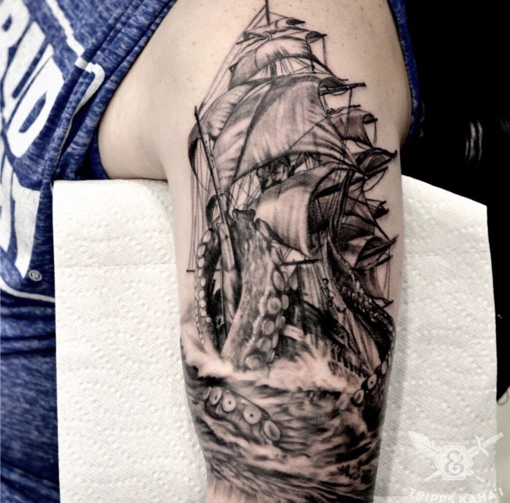 kraken ship tattoo