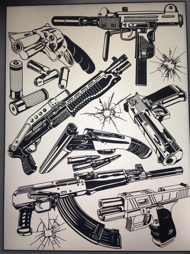tatuaje de pistola 18