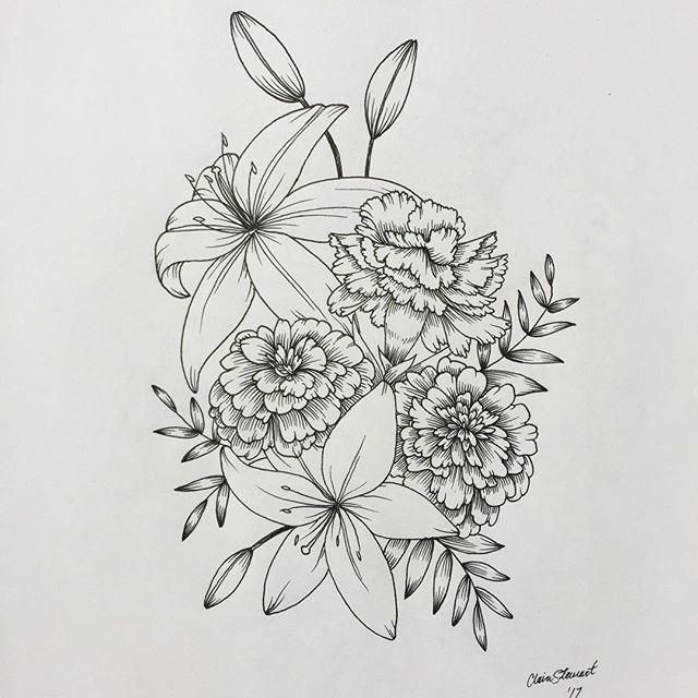 tatuaje de caléndula 24