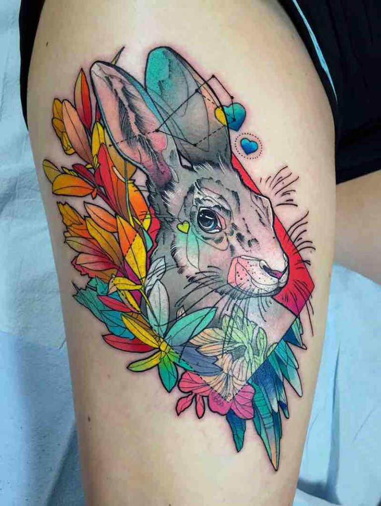 Stylized Rabbit Tattoo 225+ Cutest Rabbit Tattoos Ideas (2023) - TattoosBoyGirl