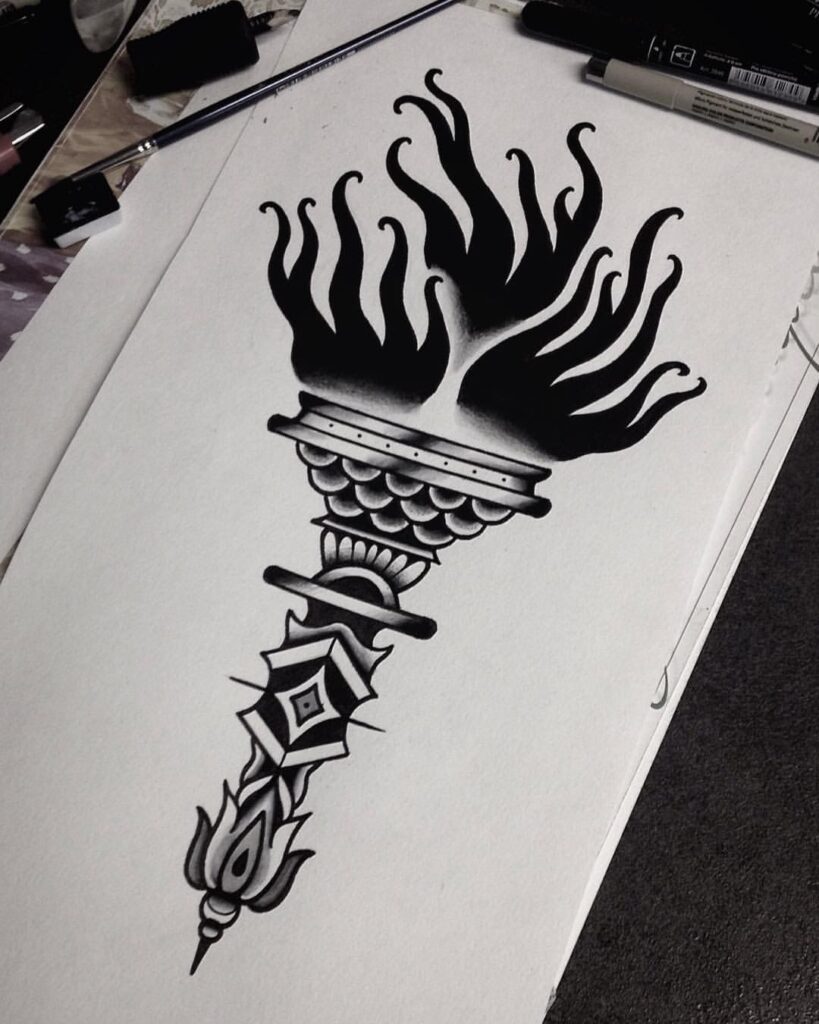195+ Fierce Torch Tattoo Designs (2023) 853 Torch Tattoo 49