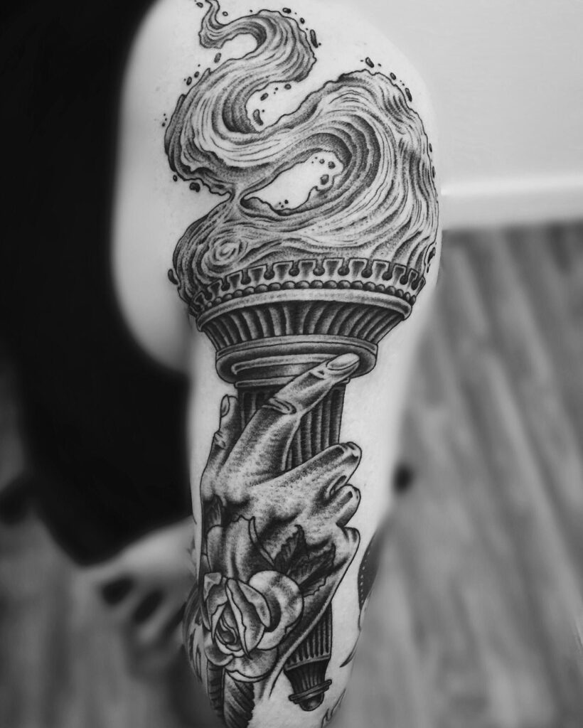 195+ Fierce Torch Tattoo Designs (2023) 860 Torch Tattoo 56
