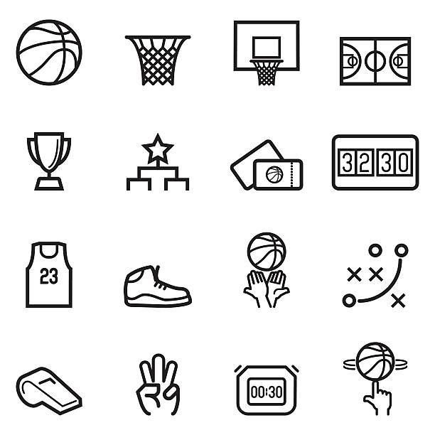 Basketball Thin Line Icons