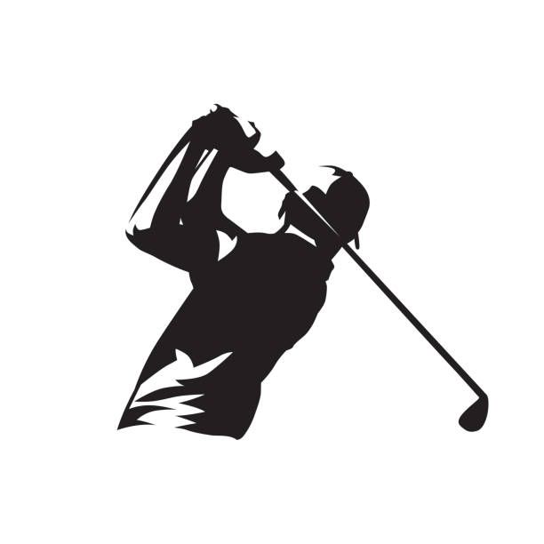 Golf Player Symbol, Isolated Vector Silhouette