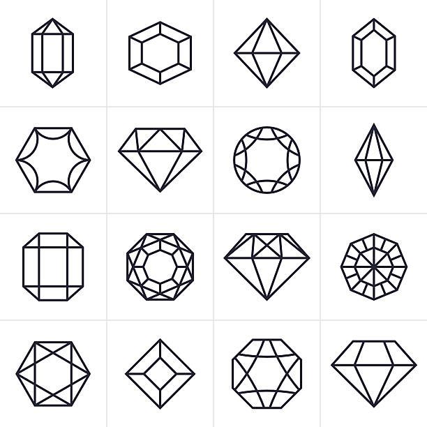 Jewel And Gem Cut Faceted Symbol Icon Collection.